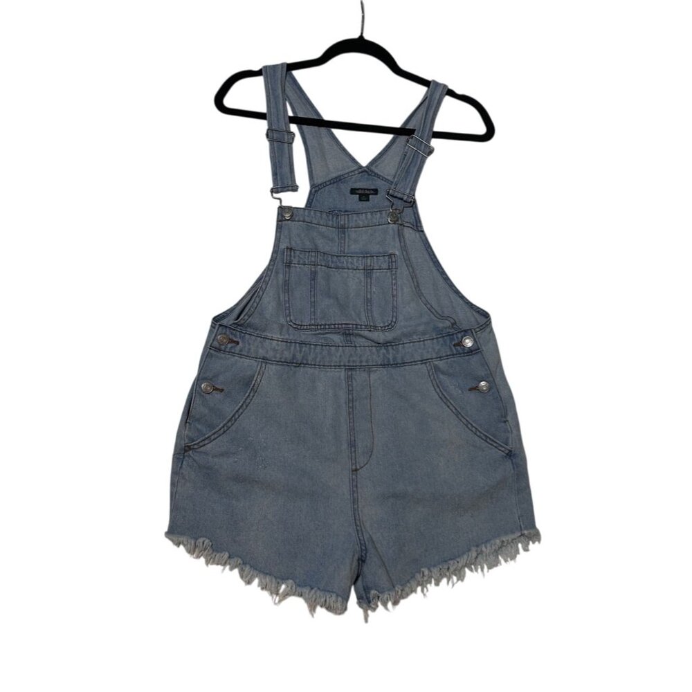 Wild Fable Women's Medium Blue Denim Shortalls With Frayed Hem & Pockets 1699